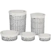 Beliani VAKARI - Manden set - Wit - Wilgenhout