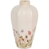 Clayre & Eef Vaas Ø 17x30 cm Beige Roze Keramiek
