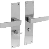 Intersteel Deurkruk Amsterdam op schild met toilet-/badkamersluiting 63/8 mm - RVS