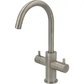 Hotbath Laddy L044 Wastafelmengkraan 2 Knops Zonder Waste Geborsteld Nikkel - Zonder Waste - Messing - Kranen, Wastafelkranen, Opbouw Wastafelkranen