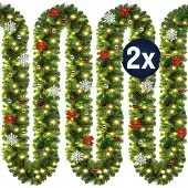 Casaria Kerstslinger Set van 2 10m In-/Outdoor incl Versiering