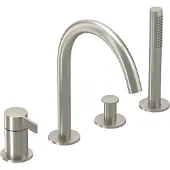 Ivy Aia Badrandcombinatie Pact 4-gats Mengkraan Met Uittrekbare Handdouche Draaibare Uitloop Geborsteld Nickel PVD
