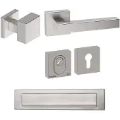 Hardbrass Voordeurset Quadro excentrisch vierkant SKG3 met kerntrekbeveiliging - RVS