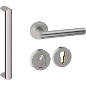 Hardbrass Roestvrijstalen Voordeurset Rond RVS Geborsteld met Moskou 350 SKG3