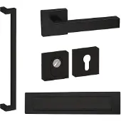 Hardbrass Voordeurset vierkant met greep Denver 600mm SKG3 met kerntrekbeveiliging - zwart