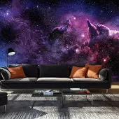 Karo-art 294cm X 210cm - Zelfklevend fotobehang - Paarse Nevel, 8 maten, premium print