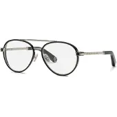 Philipp Plein Bril VPP137M 56/17/145 Glanzend Zwart Metaal MAN VPP137M