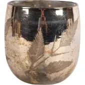 Baroque - Vaas - Waxinelichthouder Bladeren 16 cm - Zilver - Glas - 16x15x15 - Glass