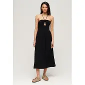 Superdry Midi-jurk met Uitsnijding Zwart Grootte: 42