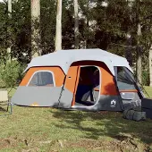 vidaXL Tent 9-persoons waterdicht met led lichtgrijs en oranje