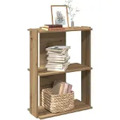 vidaXL Boekenkast 3-laags 60x30x80 cm bewerkt hout artisanaal eiken