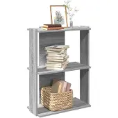 vidaXL Boekenkast 3-laags 60x30x80 cm bewerkt hout grijs sonoma eiken
