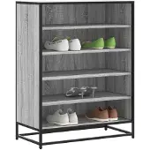vidaXL Schoenenkast 75x38x97,5 cm bewerkt hout en metaal grijs sonoma