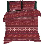 Romanette Dekbedovertrek Noelle Rood Flanel-260 x 200 / 220 cm | Extra Breed