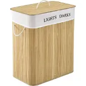 Juskys Bamboe Wasmand Curly - 100 L - Natuur - Uitneembare Waszak