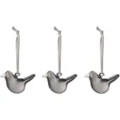 Iittala Mini Glazen Vogel Pak Van 3 Grijs - Paasdecoratie Mondgeblazen Glas Grey - 1073973