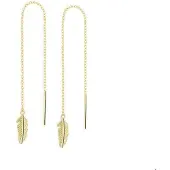 The Jewelry Collection Geelgouden Doortrekoorbellen veer 4019381