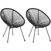 vidaXL Maanstoelen 2 st rattan zwart