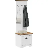 vidaXL Gangkast met haken BODO 50x40x157 cm wit en bruin