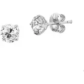 Trendjuwelier huiscollectie Oorknoppen Zirkonia van 4 mm Witgoud glanzend