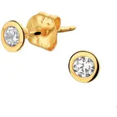Trendjuwelier huiscollectie Oorknoppen Zirkonia Geelgoud Glanzend