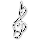 The Jewelry Collection Zilver Gerhodineerde Hanger muzieksleutel 1329615