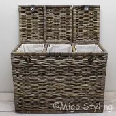 Migo Styling Wasmand 3-vakken met leren riem