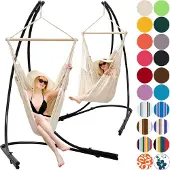 AMANKA xxl Hangstoel met frame Hangstoel voor 2 dubbele hangstoelen Hangstoel grijs
