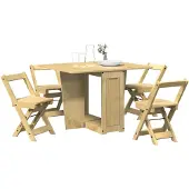 vidaXL 5-delige Eethoek Corona inklapbaar grenenhout wasbruin-VXL-3295716