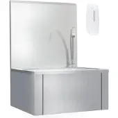 vidaXL - Wasbak - met - kraan - en - zeepdispenser - roestvrij - staal