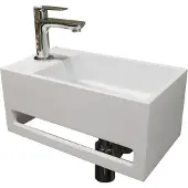 Boss & Wessing Fontein BWS Solid Surface met Handdoekrek Mat Wit (kraangat links)
