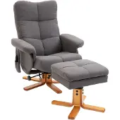 HOMCOM HOMdotCOM Massagefauteuil met voetenbank, relaxfauteuil, helling op 145 °, kunstleer, donkergrijs