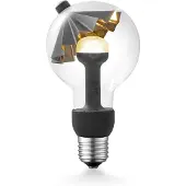 Home Sweet Home Design LED Lichtbron Move Me - Zwart/Goud - G80 Umbrella LED lamp - 8/8/13.7cm - Met verstelbare diffuser via magneet - geschikt voor E27 fitting - 3W 220lm 2700K - warm wit licht