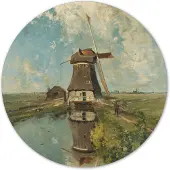 Label2X Muurcirkel molen aan een poldervaart