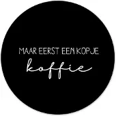 Label2X Muurcirkel eerst een kopje koffie zwart