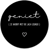 Label2X Muurcirkel geniet lach zwart