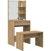 vidaXL Kaptafelset met LED-verlichting bewerkt hout artisanaal eiken