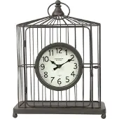 Countryfield Tafelklok Cage metaal L15,5B28,5H37CM wit/zwart