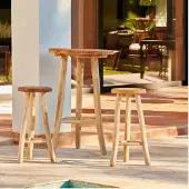 Van der leeden Bartafel teak met 2 barkrukken