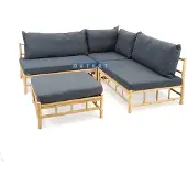 Vita Tuinset Bamboo Chaise Longue Naturel Loungeset Buiten Tuin