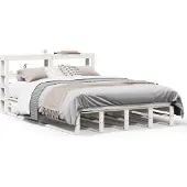 vidaXL Bedframe zonder matras massief grenenhout wit 150x200 cm