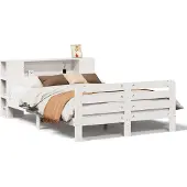 vidaXL Bedframe zonder matras massief grenenhout wit 160x200 cm