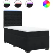 vidaXL Boxspring met matras fluweel zwart 80x200 cm