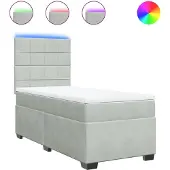 vidaXL Boxspring met matras fluweel lichtgrijs 100x200 cm