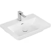 Villeroy & Boch Wastafel Subway 3.0 Met CeramicPlus 1 Kraangat Met Overloop 65x47x16.5 cm Stone White