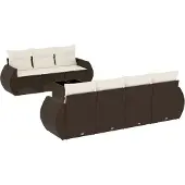 Super Merchant 8-delige Loungeset met kussens poly rattan bruin