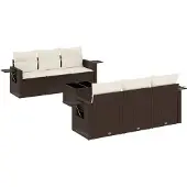 vidaXL 7-delige Loungeset met kussens poly rattan bruin