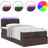 vidaXL Ottoman bed met matras en LED's 90x190cm stof donkerbruin