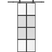 vidaXL Schuifdeur met beslag 76x205 cm gehard glas en aluminium