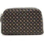 GUESS Utensil zak Double Zip Mocha Logo Multi Zwart
